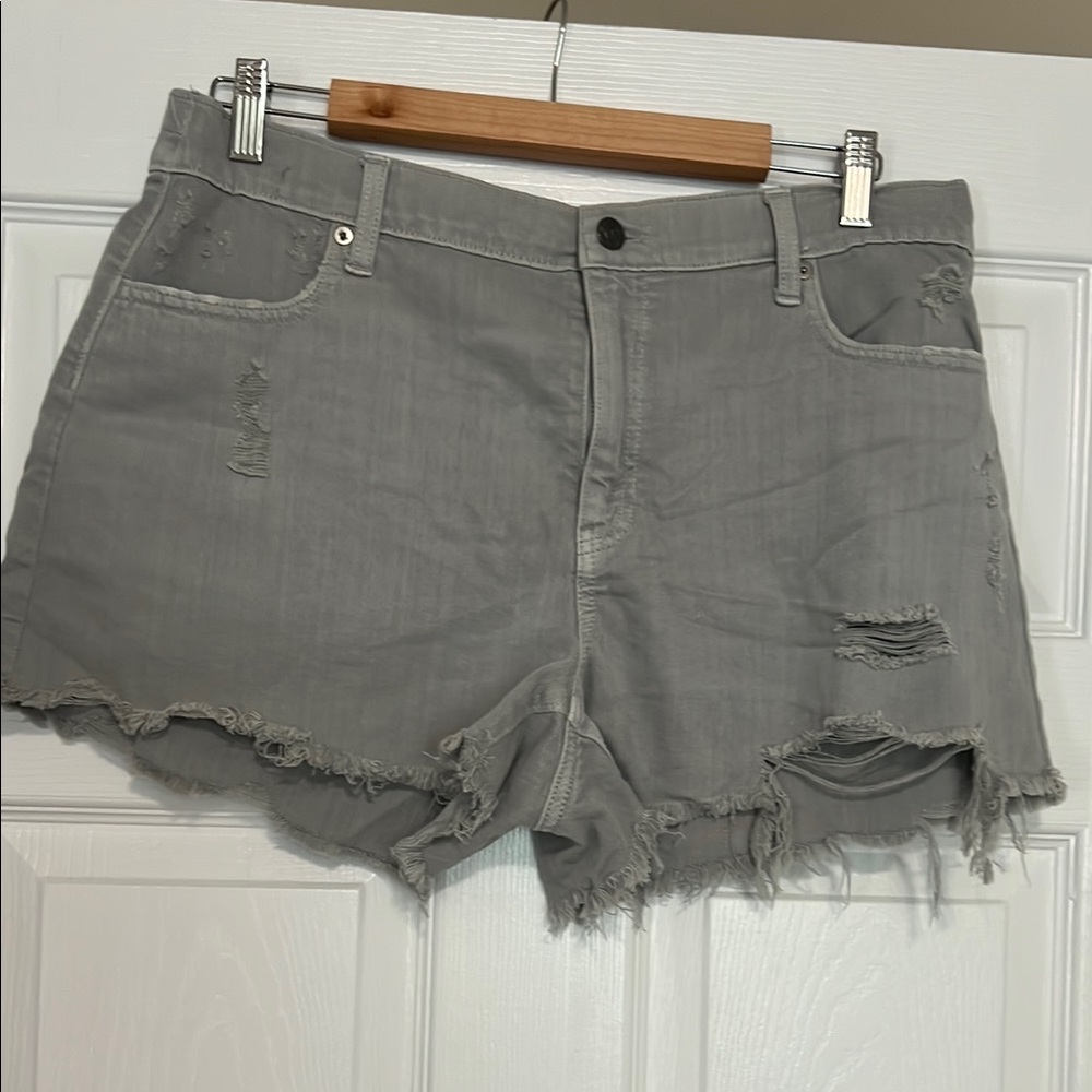 Aerie Gray Jean Shorts Distressed Cut-Off Style